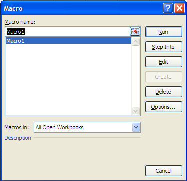 Excel run macro